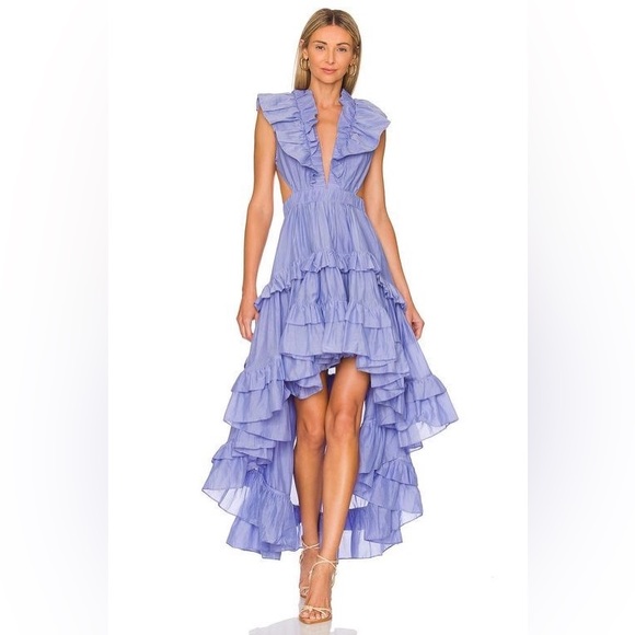 Magali Pascal Emily in Paris Iris Blue Ruffle Botanic Dress - Picture 6 of 7